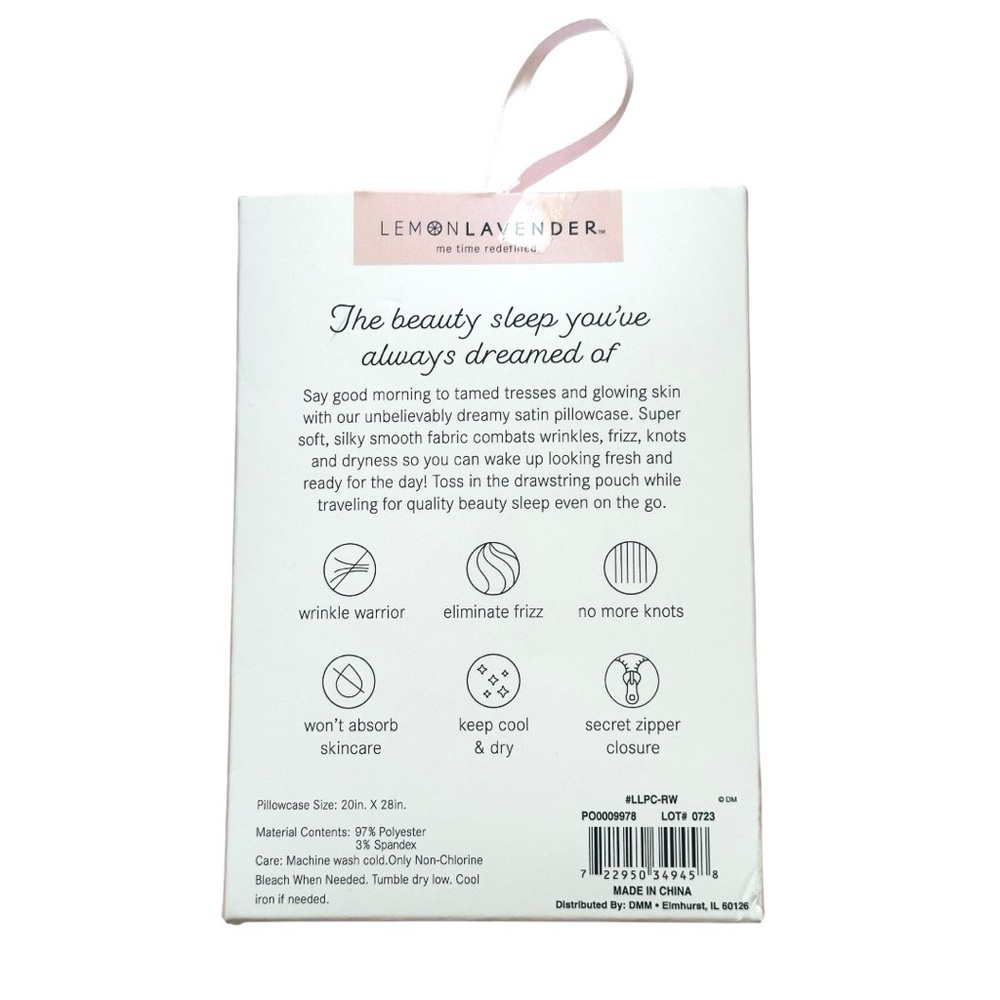 BYE BYE BEADHEAD Silky Satin Standard Pillowcase in Pink by LEMON LAVENDER - Picture 6 of 7